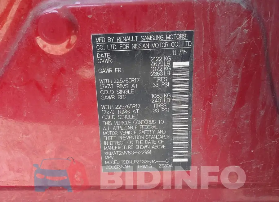 KNMAT2MV8GP622991 Photo# 9