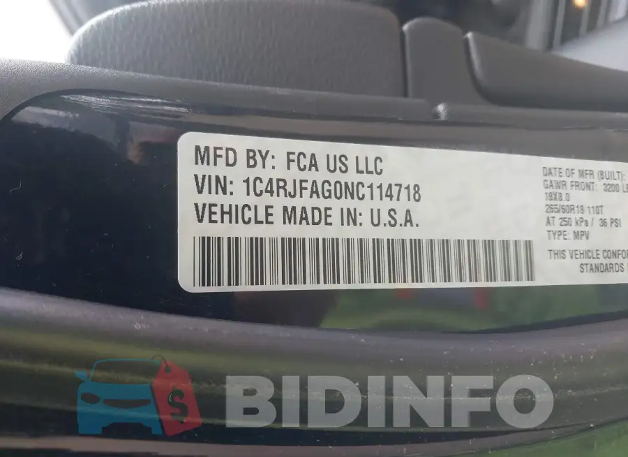 1C4RJFAG0NC114718 Photo# 9
