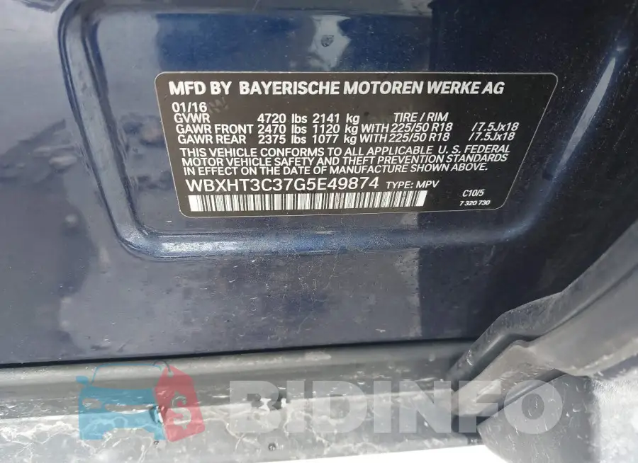 WBXHT3C37G5E49874 Photo# 9