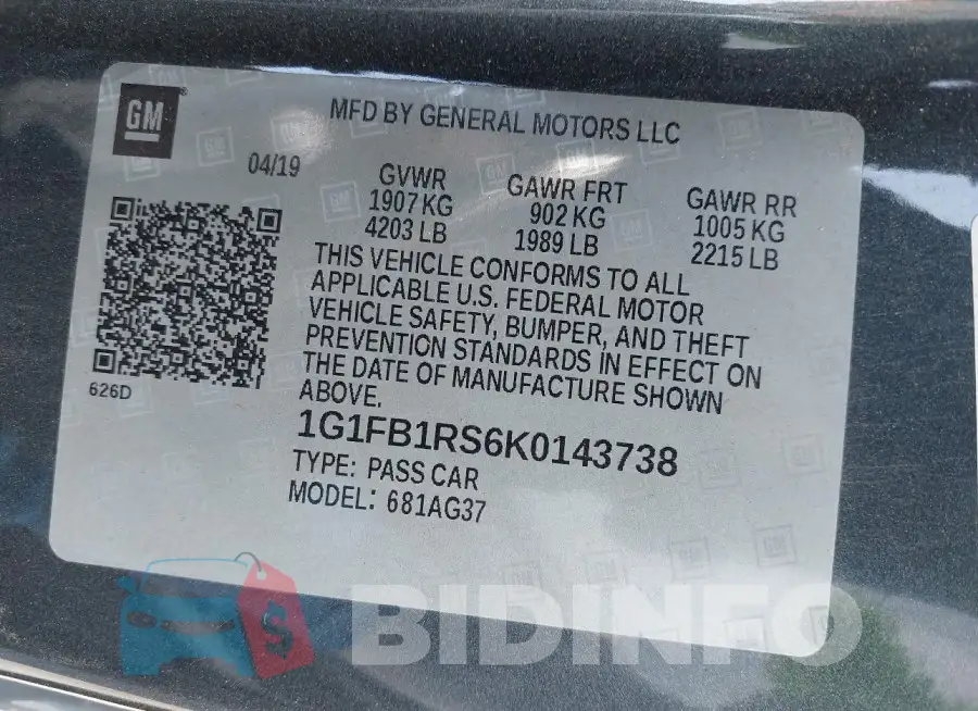 1G1FB1RS6K0143738 Photo# 9
