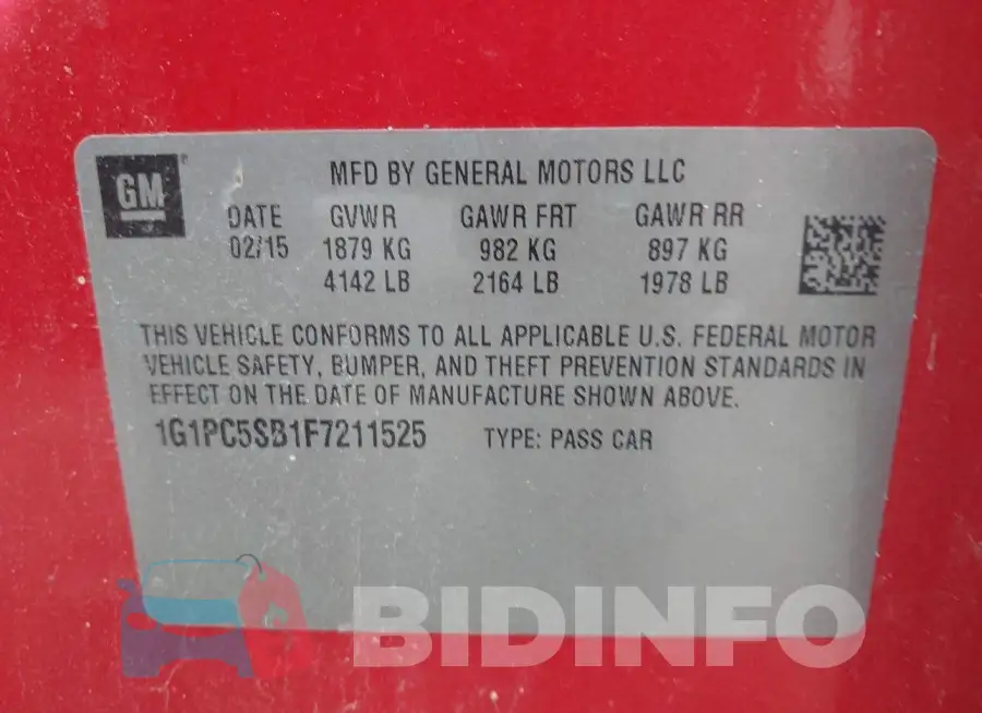 1G1PC5SB1F7211525 Photo# 9