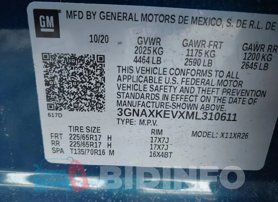 3GNAXKEVXML310611 Photo# 9