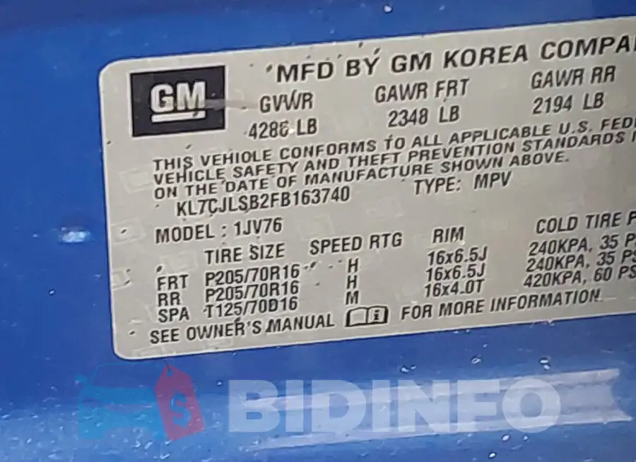KL7CJLSB2FB163740 Photo# 9