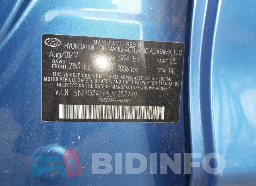 5NPD74LF5JH257289 Photo# 9