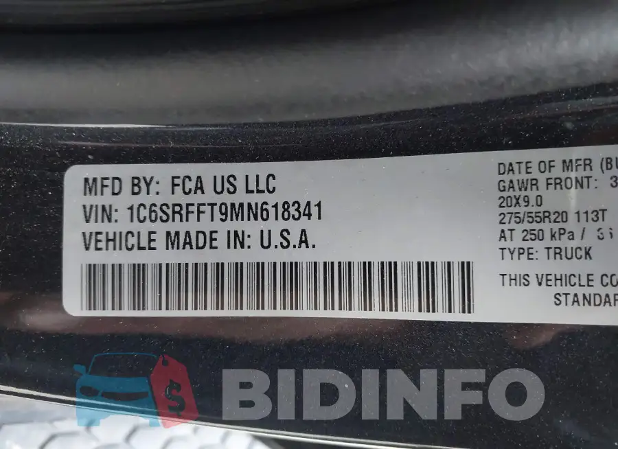 1C6SRFFT9MN618341 Photo# 9