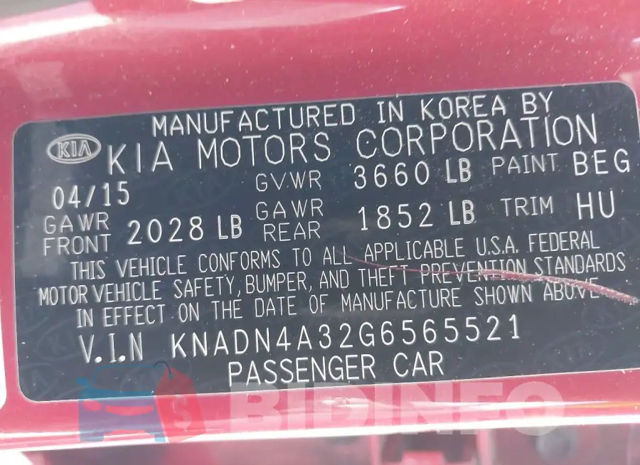 KNADN4A32G6565521 Photo# 9