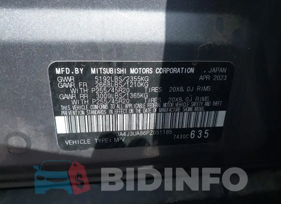 JA4J3UA86PZ051185 Photo# 9