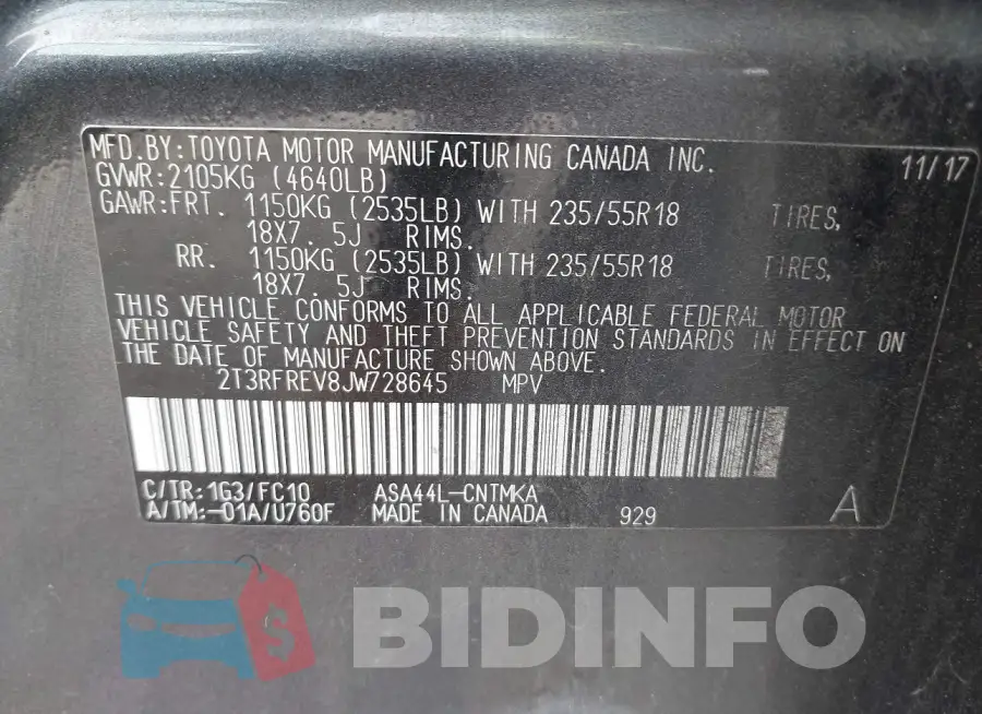 2T3RFREV8JW728645 Photo# 9