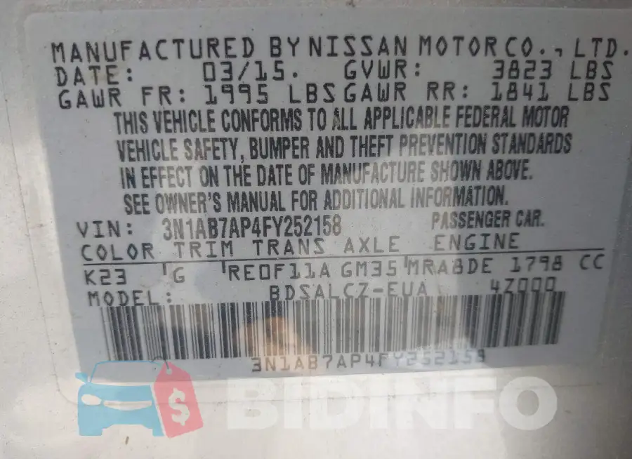 3N1AB7AP4FY252158 Photo# 9