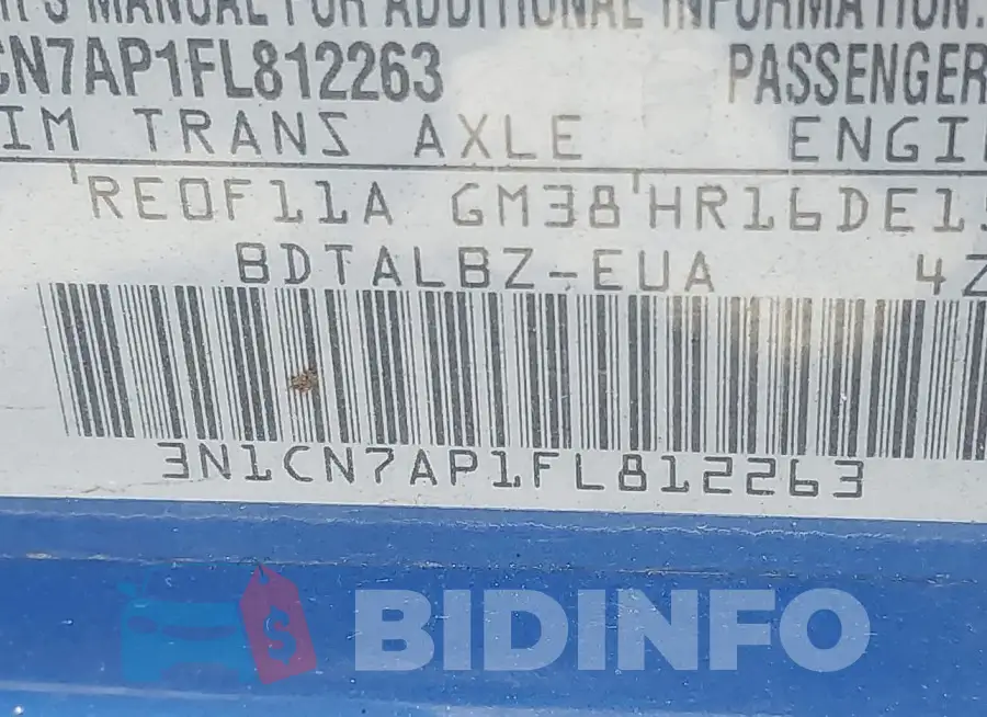 3N1CN7AP1FL812263 Photo# 9