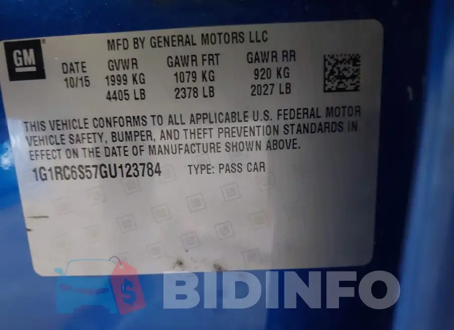 1G1RC6S57GU123784 Photo# 9
