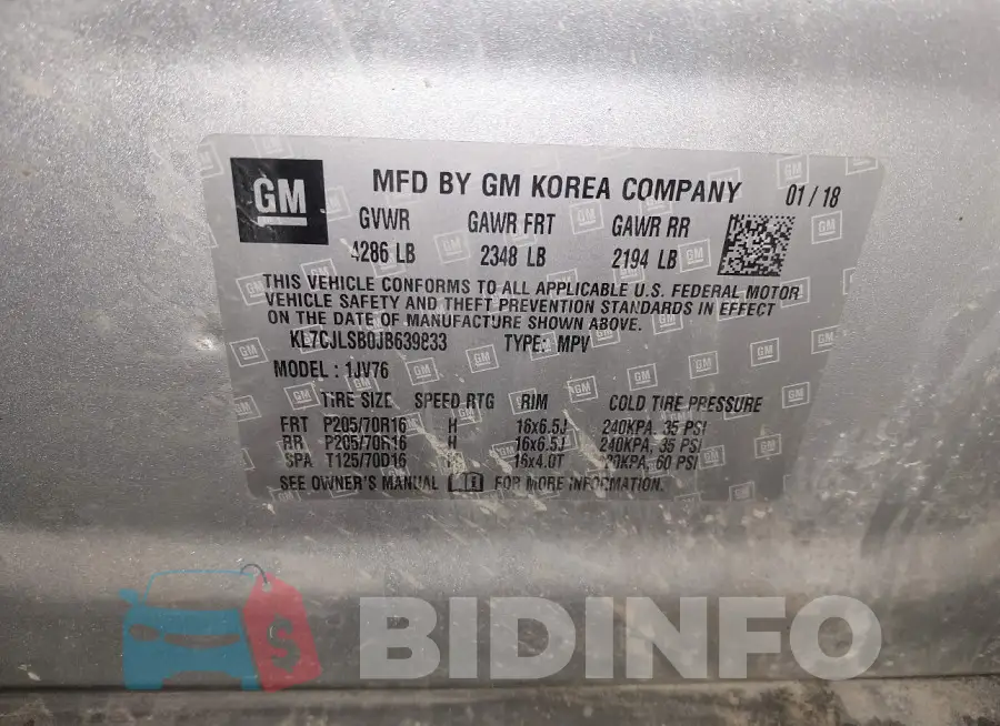 KL7CJLSB0JB639833 Photo# 9