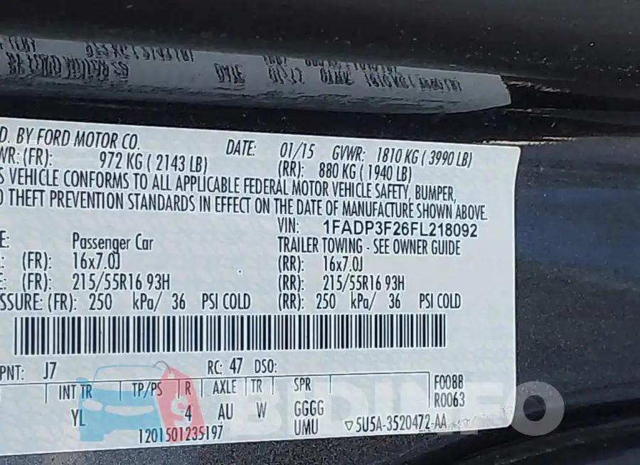 1FADP3F26FL218092 Photo# 9