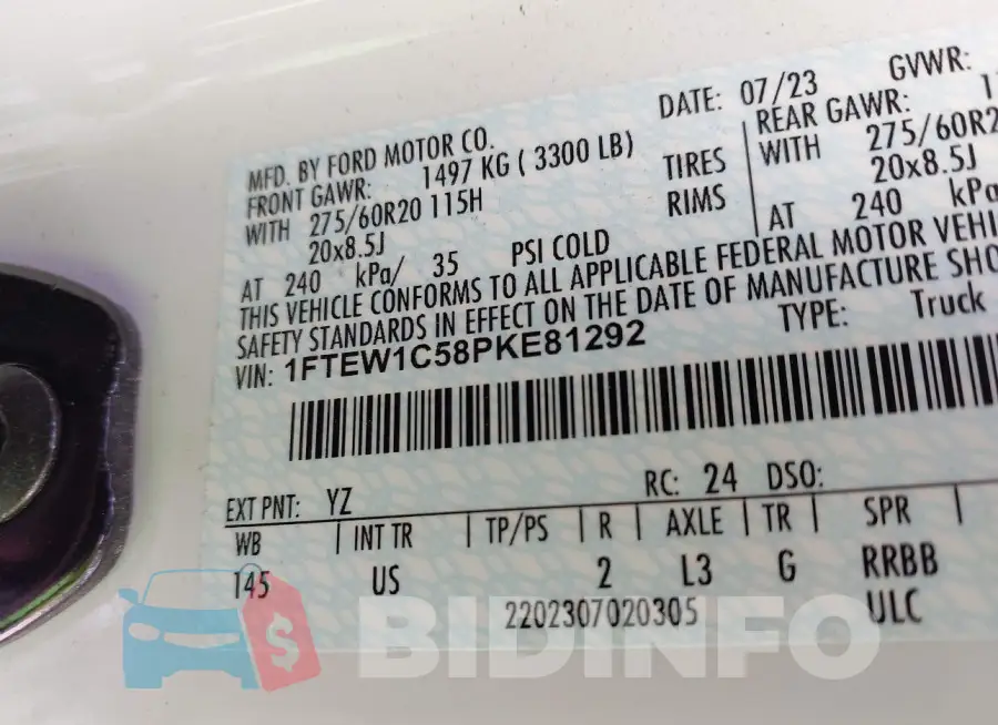 1FTEW1C58PKE81292 Photo# 9