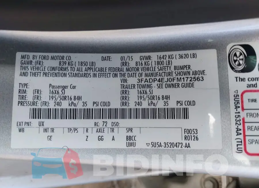 3FADP4EJ0FM172563 Photo# 9