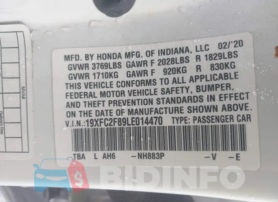 19XFC2F89LE014470 Photo# 9
