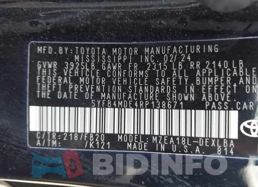 5YFB4MDE4RP138671 Photo# 9