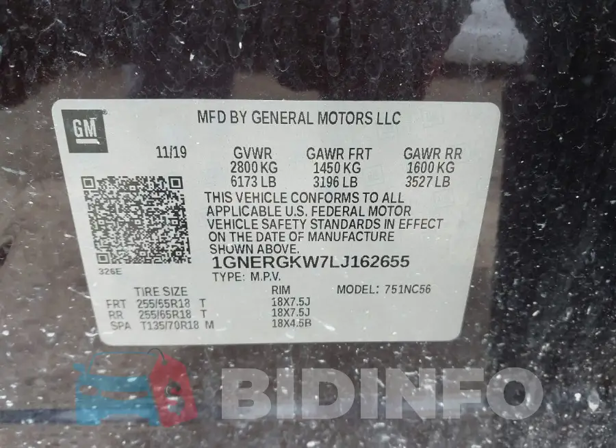 1GNERGKW7LJ162655 Photo# 9