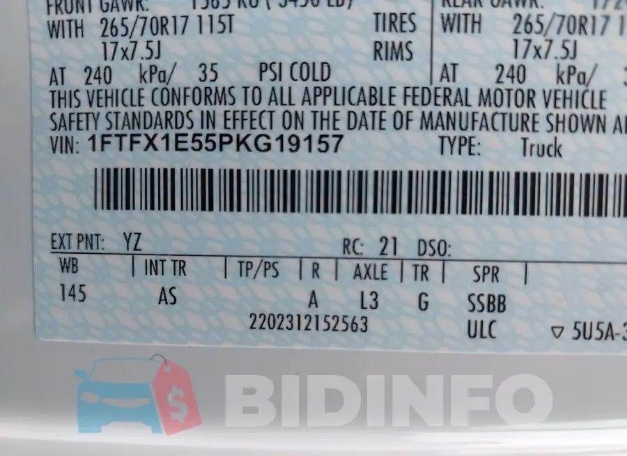 1FTFX1E55PKG19157 Photo# 9
