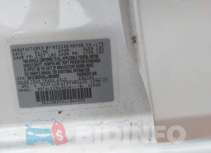3N1CN8DVXLL864020 Photo# 9