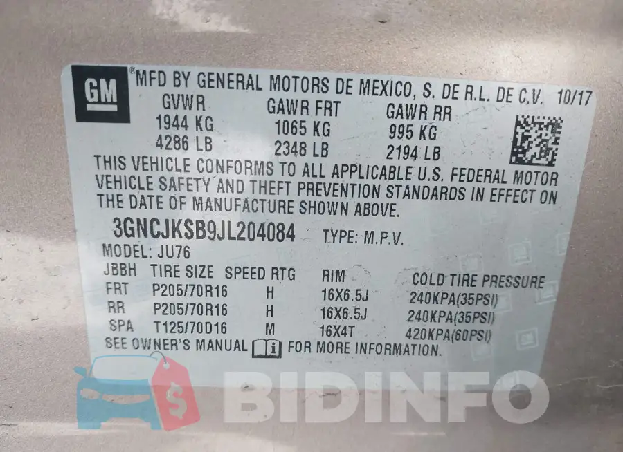 3GNCJKSB9JL204084 Photo# 9