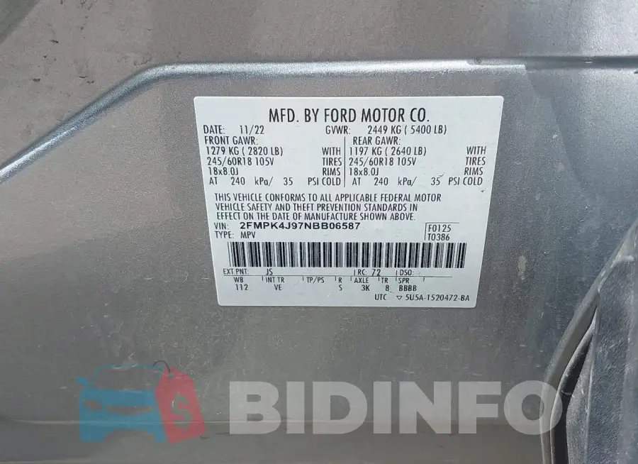 2FMPK4J97NBB06587 Photo# 9
