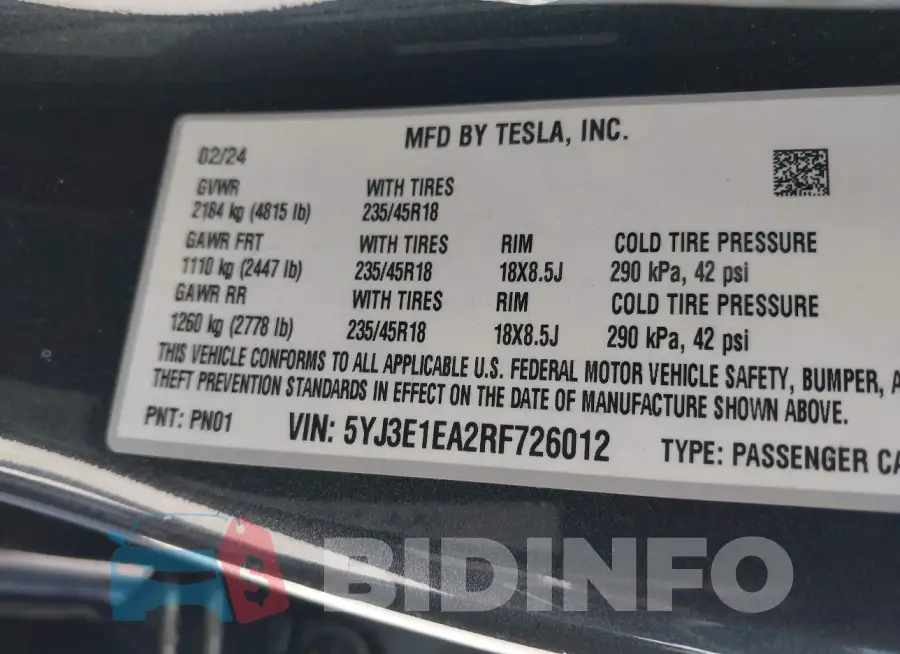 5YJ3E1EA2RF726012 Photo# 9