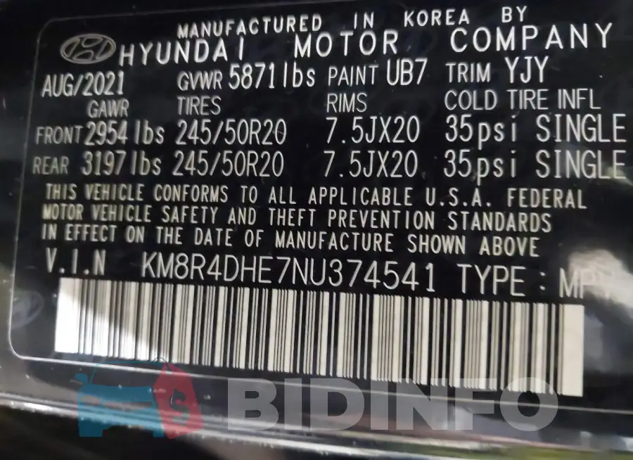 KM8R4DHE7NU374541 Photo# 9