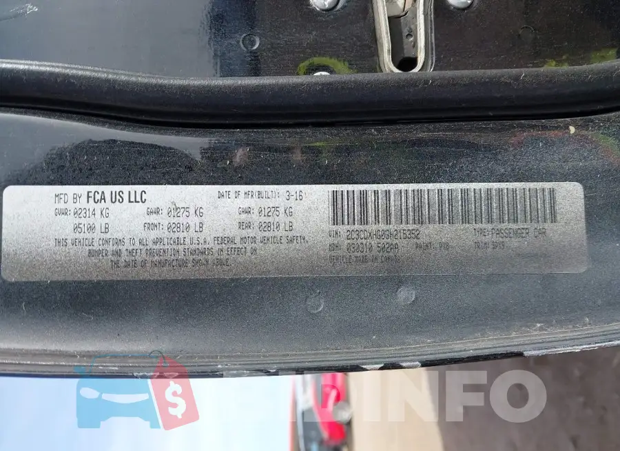 2C3CDXHG0GH215352 Photo# 9