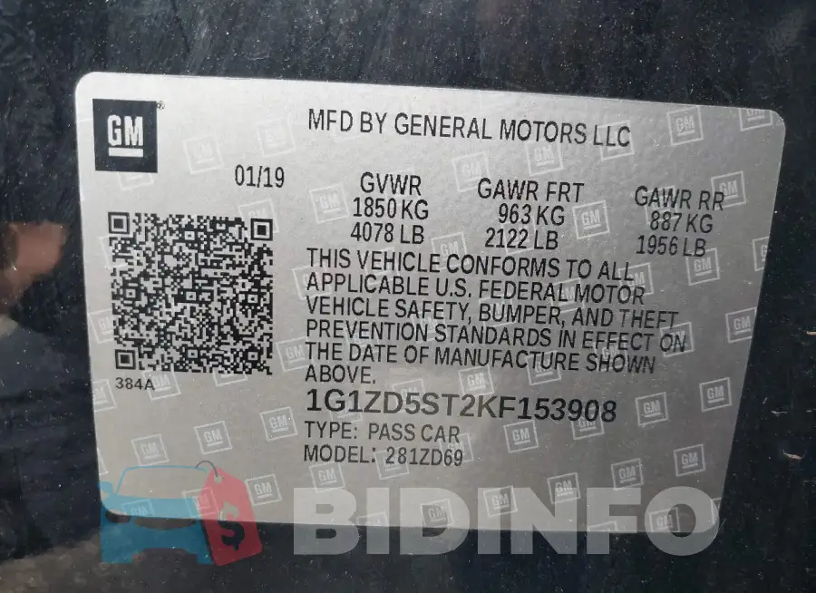 1G1ZD5ST2KF153908 Photo# 9