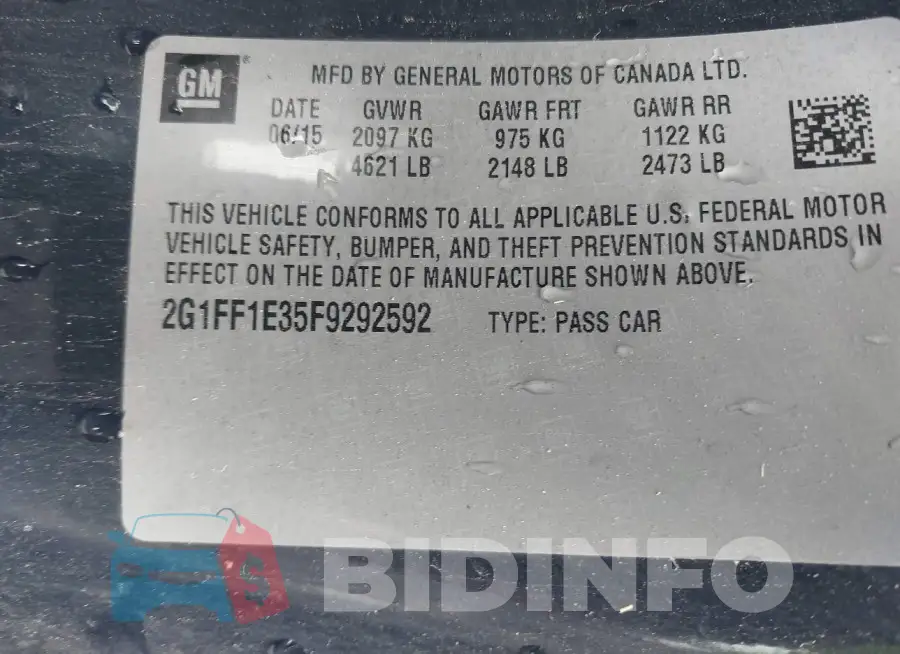 2G1FF1E35F9292592 Photo# 9