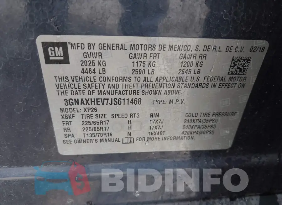 3GNAXHEV7JS611468 Photo# 9