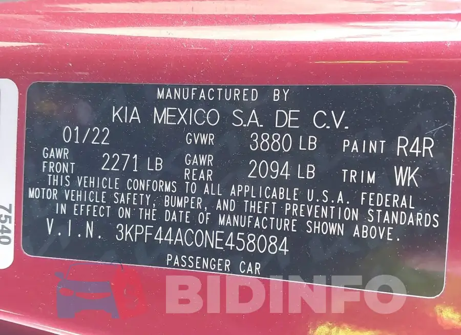 3KPF44AC0NE458084 Photo# 9