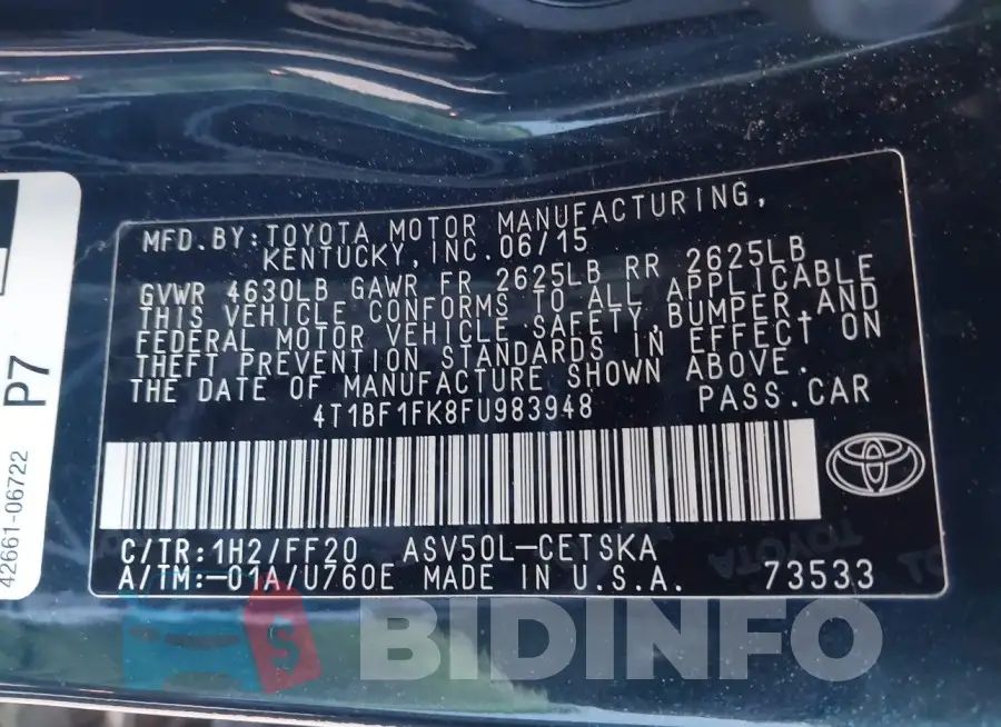 4T1BF1FK8FU983948 Photo# 9