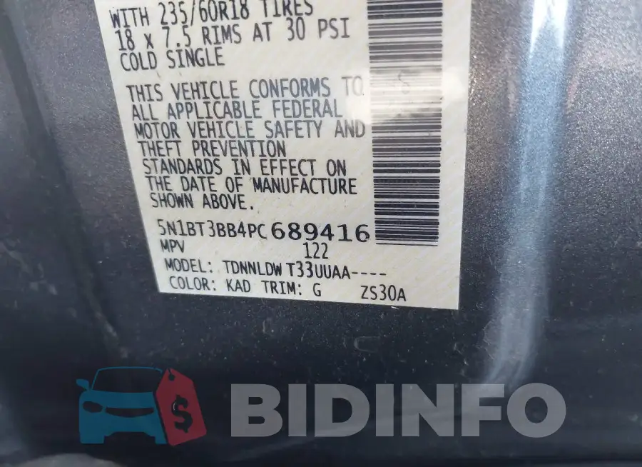 5N1BT3BB4PC689416 Photo# 9