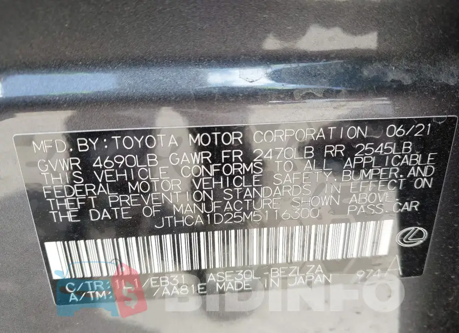JTHCA1D25M5116300 Photo# 9