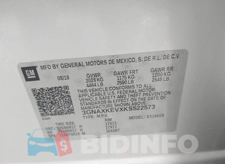 3GNAXKEVXKS522573 Photo# 9