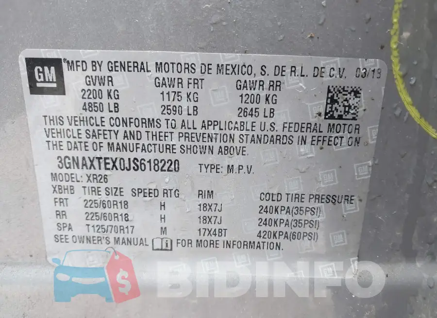 3GNAXTEX0JS618220 Photo# 9