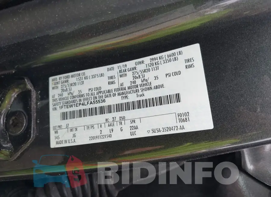 1FTEW1EP4LFA55536 Photo# 9