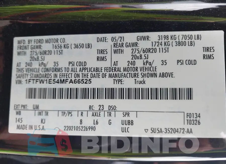 1FTFW1E54MFA66525 Photo# 9
