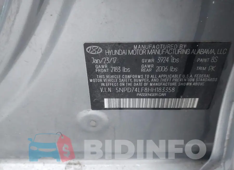 5NPD74LF8HH183358 Photo# 9