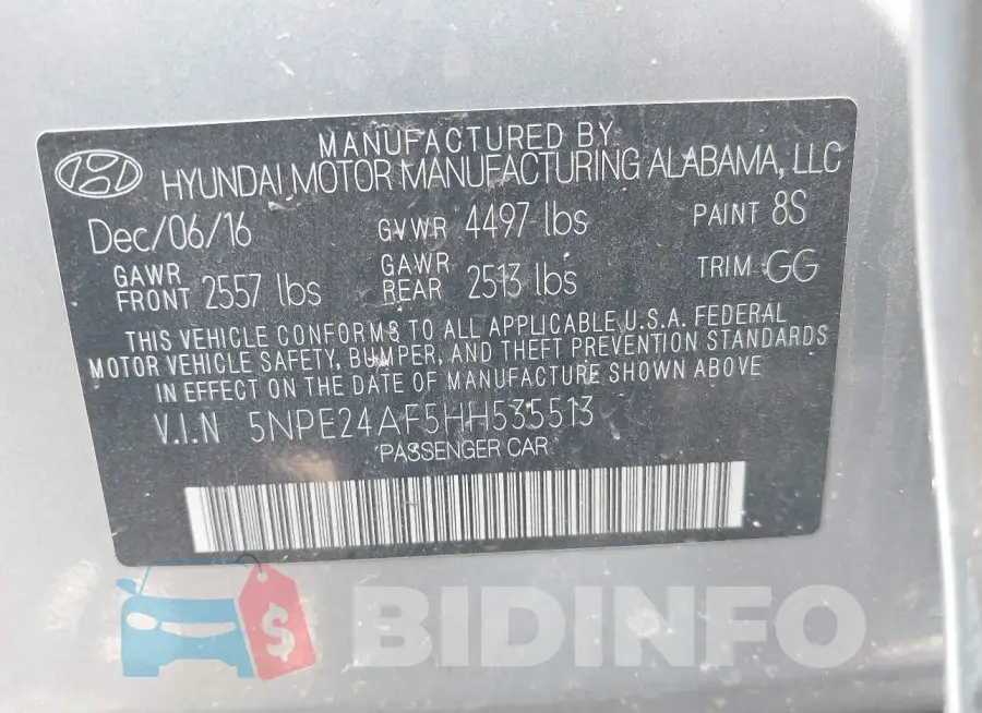 5NPE24AF5HH535513 Photo# 9