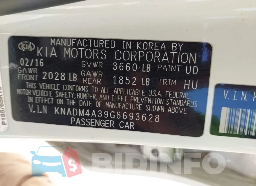 KNADM4A39G6693628 Photo# 9