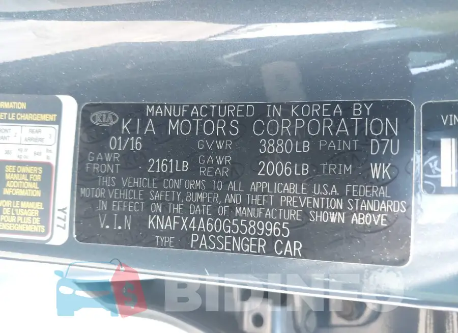 KNAFX4A60G5589965 Photo# 9