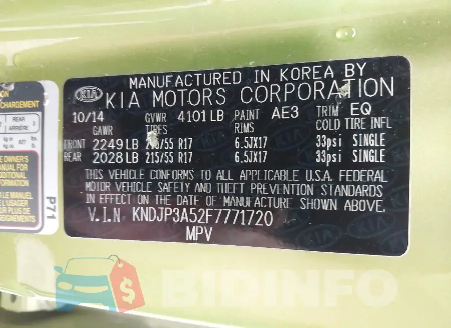 KNDJP3A52F7771720 Photo# 9