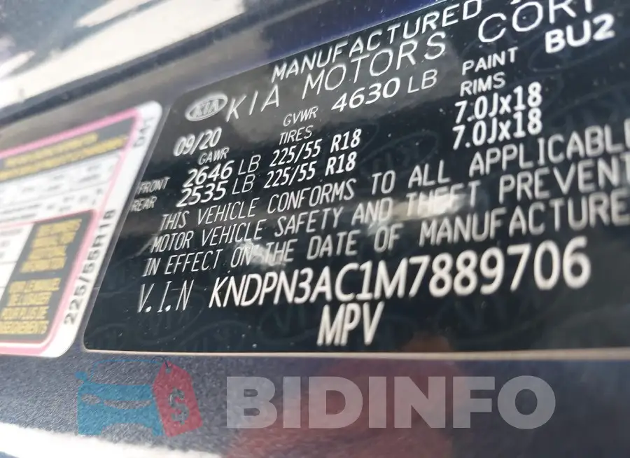 KNDPN3AC1M7889706 Photo# 9