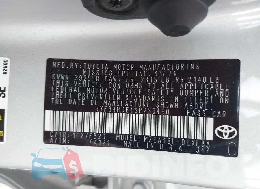 5YFB4MDE4SP250490 Photo# 9