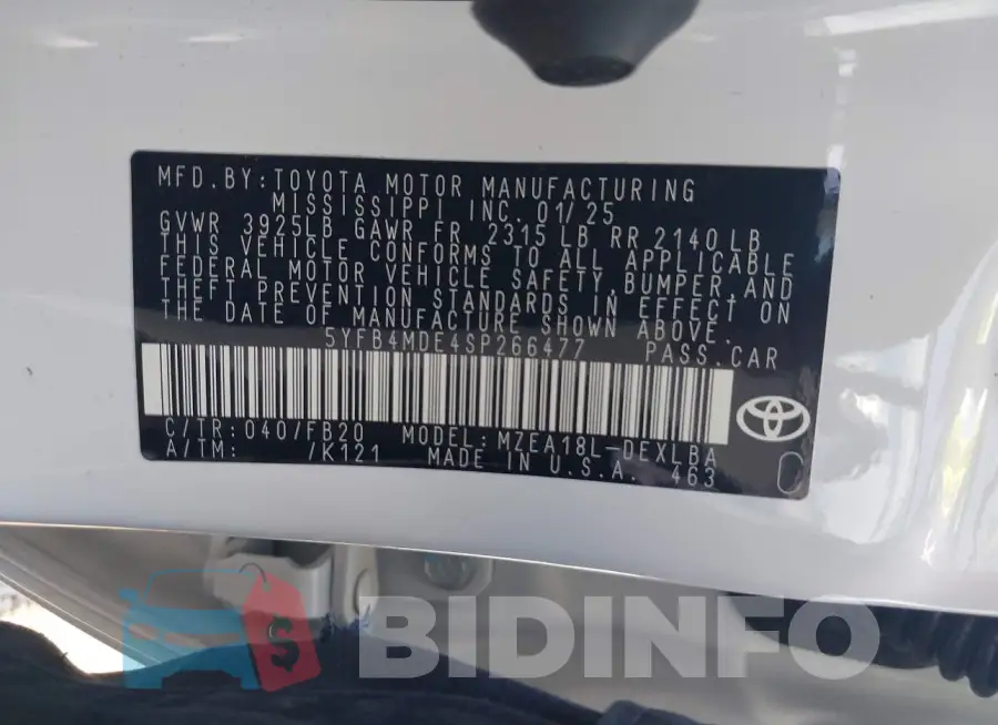 5YFB4MDE4SP266477 Photo# 9