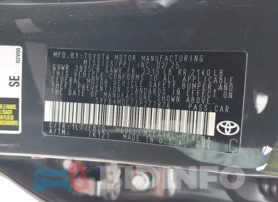 5YFB4MDE7SP277876 Photo# 9