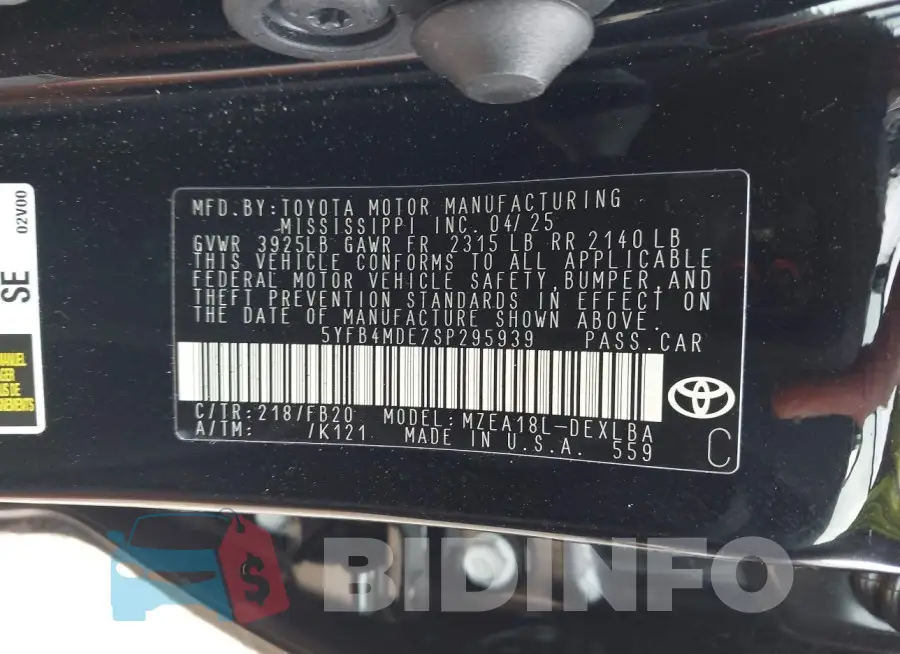 5YFB4MDE7SP295939 Photo# 9